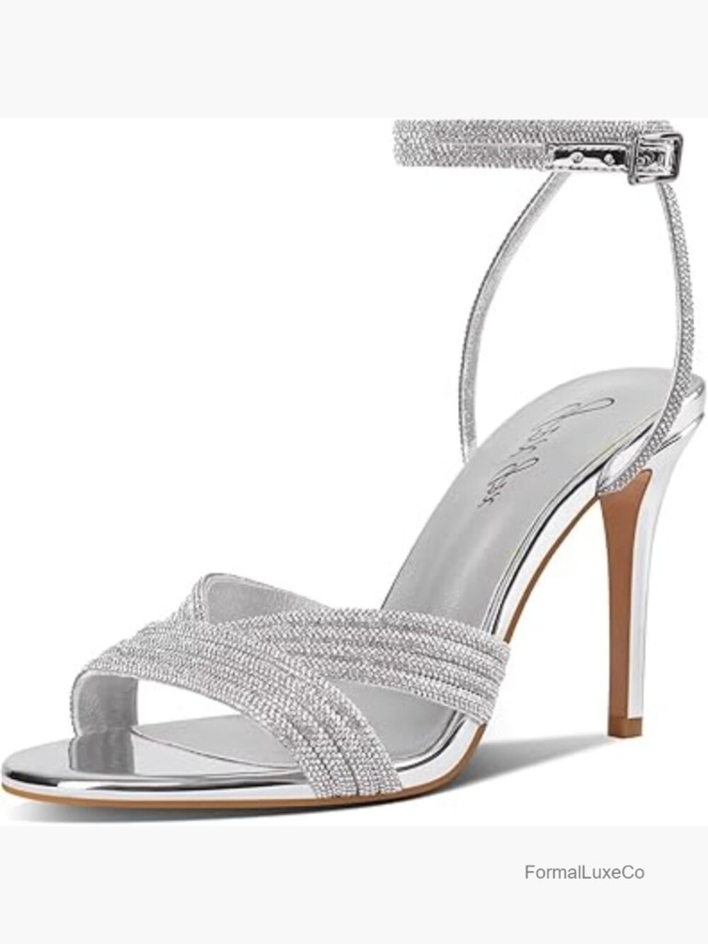 Rhinestone Stiletto Sandals Sparkly Heeled Ankle Strap Open Toe Dressy Wedding